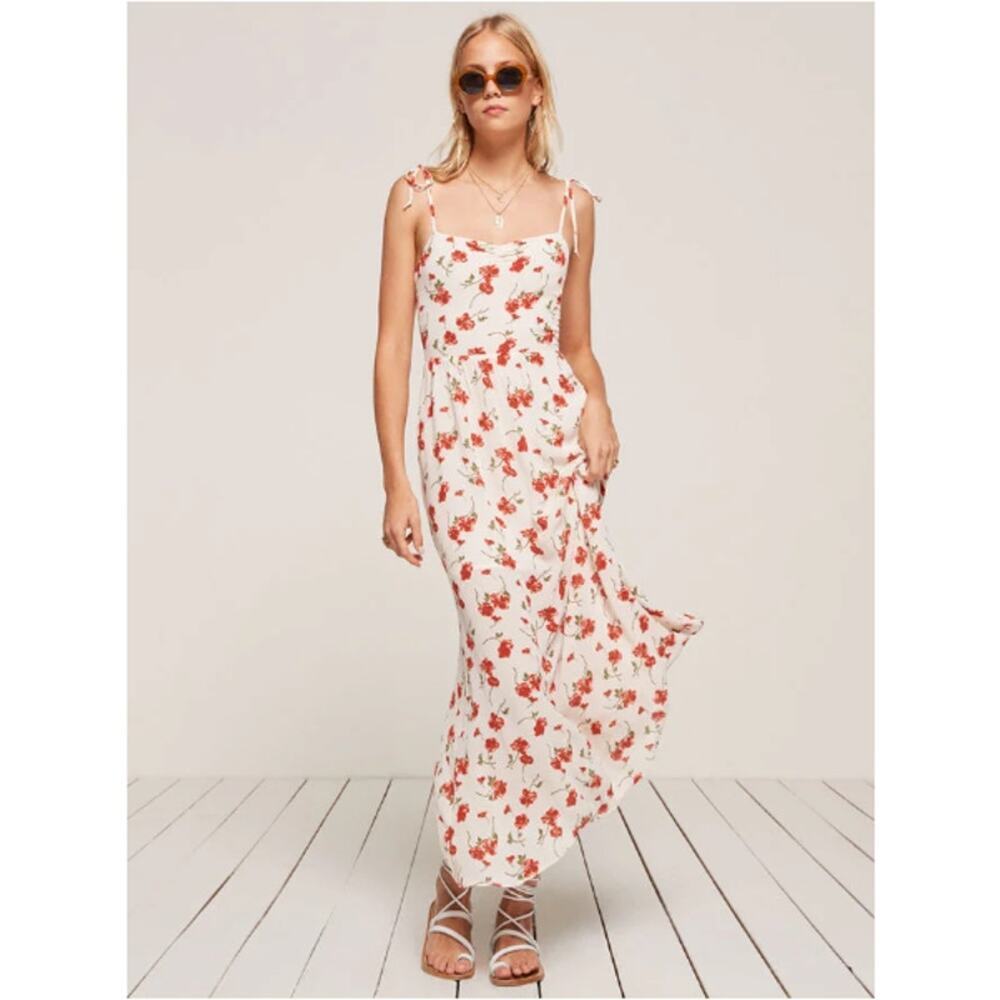 Reformation Womens Sylvie Sleeveless Floral Maxi Dress Multicolor Size L